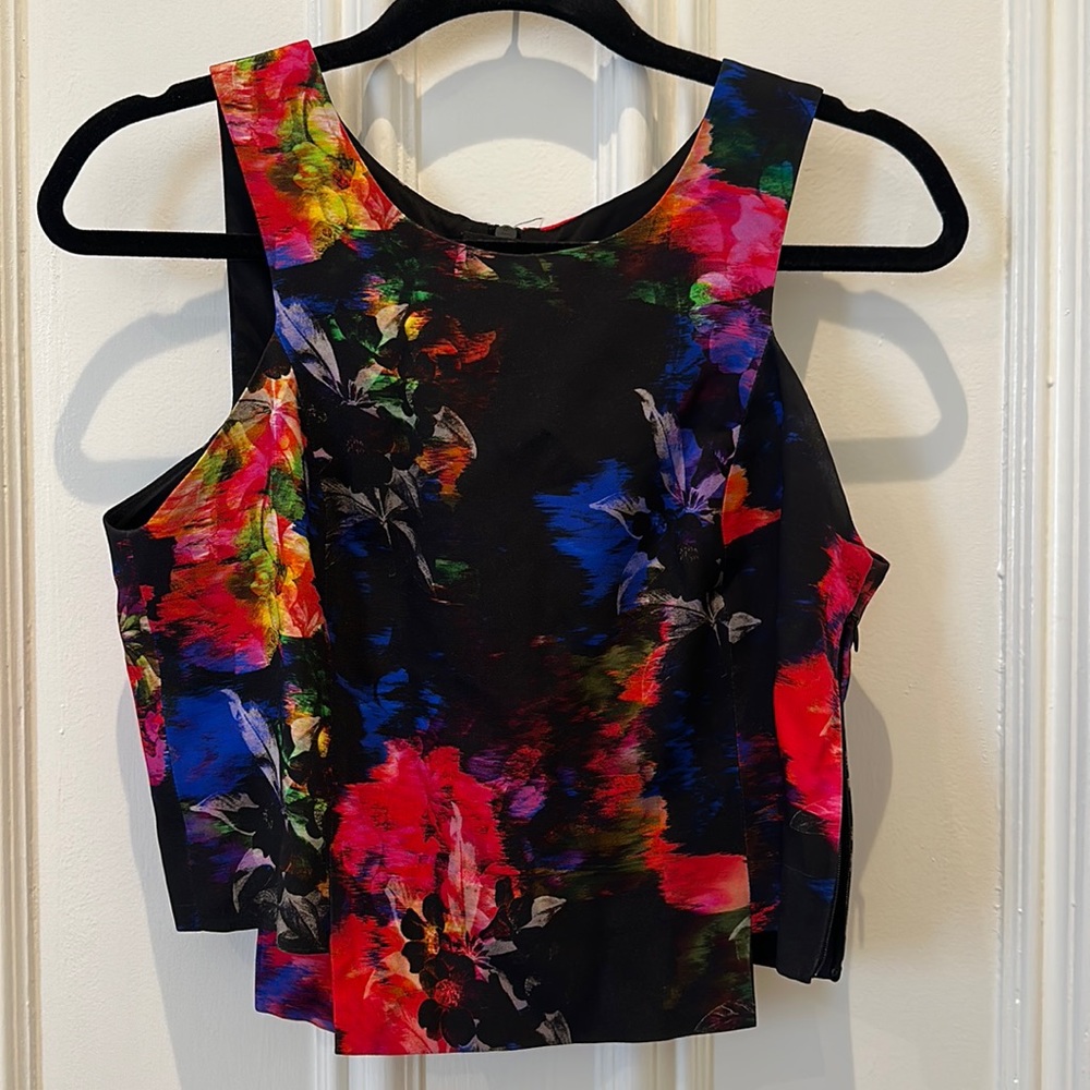 Milly Floral Print cropped shirt